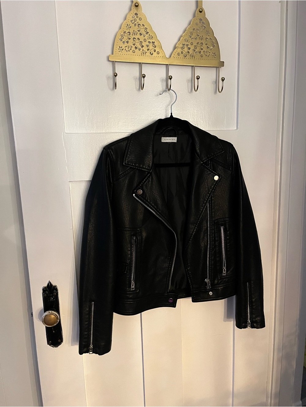 TOP SHOP Genuine Leather Black Moto Jacket - Women